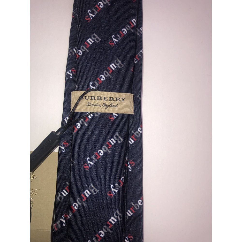 Burberry Tie Navy Archive Logo Print Manston Silk Made In Italy NEW - Picture 6 of 11